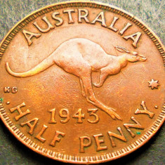 Moneda istorica HALF PENNY - AUSTRALIA, anul 1943 *cod 953 - GEORGIVS VI-lea