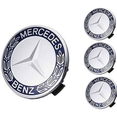 Set 4 capace roti 75mm compatibil jante aliaj Mercedes-Benz albastru/argintiu 5949096250447 foto