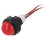 Lampă LED de control roșie 230V 13mm cu cabluri 300mm