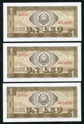 q335 RSR TREI CONSECUTIVE 1 LEU 1966 NECIRCULATE UNC foto
