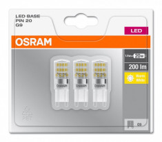 Set 3 becuri Led Osram, G9, 1,9W , 200 lumeni, lumina calda(2700K), durata de viata 10.000 ore, clasa energetica A++ foto