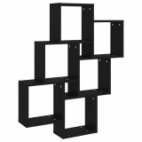 Raft de perete cub, negru, 78x15x93 cm, PAL