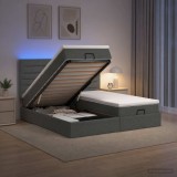 Cumpara ieftin Pat Ottoman cu Saltea si LED Gri inchis 180 x 200 cm Tesatura