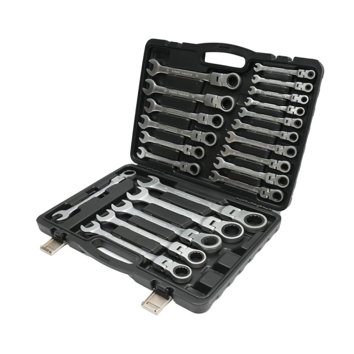 Trusa de scule profesionala set 22 chei combinate cu clichet articulat CrV 6, 32 mm