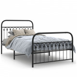 VidaXL Cadru pat metalic cu tăblii de cap/picioare, negru, 107x203 cm