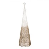 Decorațiune Crăciun Brad Metalic, &Icirc;nălțime 43 cm, Culoare Alb-Bej, Stea Albă, Glitter Bej, Oem