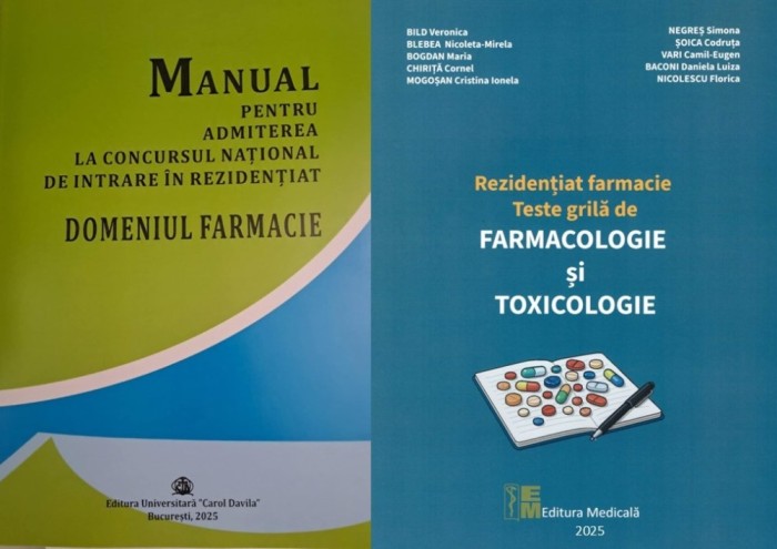 Manual pentru admiterea &icirc;n Rezidențiat - Domeniul Farmacie + Teste grilă Farmacologie și Toxicologie - set 2 &icirc;n 1