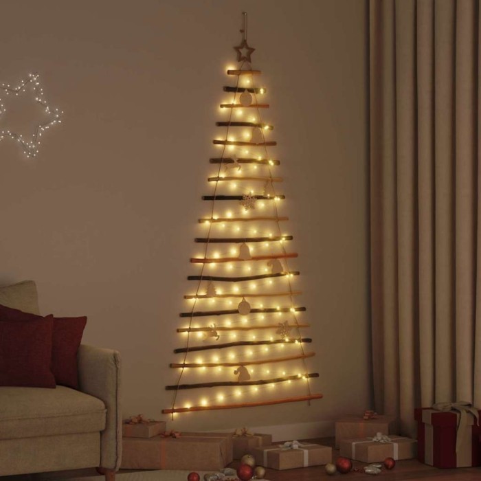 vidaXL Brad de Crăciun cu 100 LED natural 180 cm lemn masiv de frasin 42020261