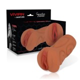 Masturbator manual JAMYJOB Signature Vivian, din TPR texturat pentru simulare vaginală realistă, culoarea pielii