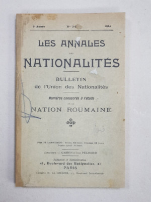 Les Annales des Nationalites, Nation Roumaine, An III, Nr. 3-5, 1914 foto