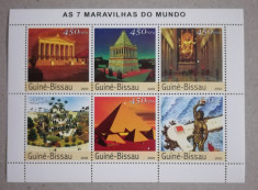 BLOC MNH 6 VALORI GUINEA-BISSAU-CELE SAPTE MINUNI ALE LUMII foto