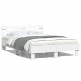 VidaXL Cadru de pat cu tăblie, alb, 120x190 cm, lemn prelucrat