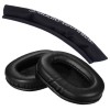 Set 2 bureti + Banda superioara pentru casti Audio-Technica ATH-M50XBT / ATH-M40X / ATH-M30X / ATH-M20X - Negru - Piele ecologica - Spuma cu memorie