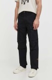 G-Star pantaloni de bumbac culoarea negru, drept