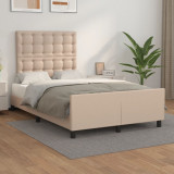 VidaXL Cadru de pat cu tăblie, cappuccino, 120x200 cm, piele ecologică
