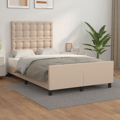 vidaXL Cadru de pat cu tăblie, cappuccino, 120x200 cm, piele ecologică foto