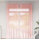 Perdele Voile cu Bucle 2 buc Roz 140x260 cm