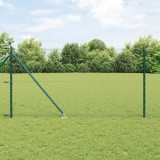 &Icirc;mprejmuire hexagonală vidaXL verde 1x10 m oțel, St&acirc;lpi de &icirc;mprejmuire vidaXL cu spike 7 buc &Oslash;32 mm 120 cm oțel galvanizat
