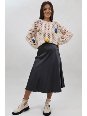 FUSTA MIDI SATINATA COSIMO XS-S Gri foto
