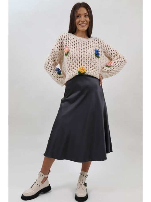 FUSTA MIDI SATINATA COSIMO XS-S Gri