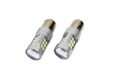 Set becuri auto cu LED CANBUS compatibil P21W BA15S 24 SMD 6.2W Alb 12/24V, foto