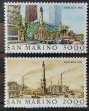 BC282 San Marino 1986 si 1987, 2 serii orase-Chicago si Copenhaga (2 poze)