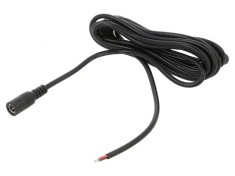 Cablu DC 2x0,5mm2 5,5/2,1 soclu drept negru 3m -20&divide;80&deg;C