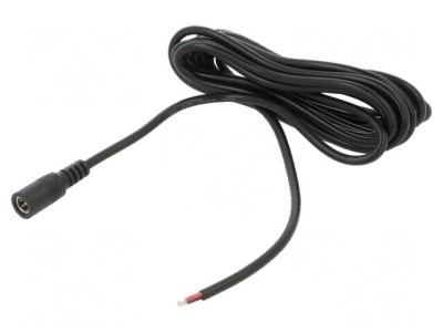 Cablu DC 2x0,5mm2 5,5/2,1 soclu drept negru 3m -20&amp;divide;80&amp;deg;C foto