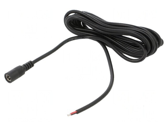 Cablu DC 2x0,5mm2 5,5/2,1 soclu drept negru 3m -20&divide;80&deg;C