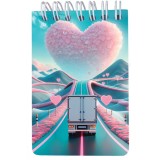 Carnet cu spira 7 x 10.5 cm, 50 foi veline, Calatorie prin tara iubirii