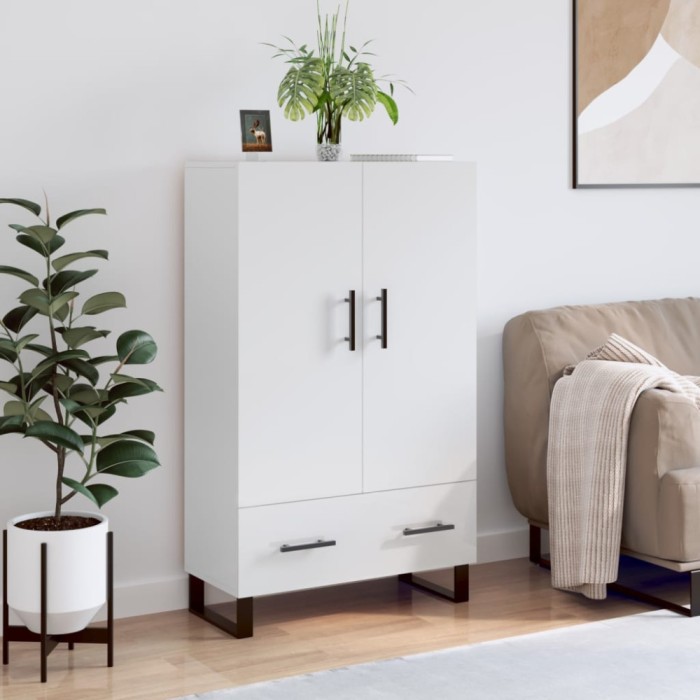 vidaXL Dulap &icirc;nalt, alb extralucios, 69,5x31x115 cm, lemn prelucrat