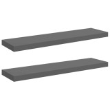 Cumpara ieftin Rafturi de perete, 2 buc., gri extralucios, 90x23,5x3,8 cm, MDF