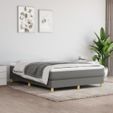 Cumpara ieftin Pat box spring cu saltea, gri &icirc;nchis, 140x190 cm, textil