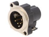 Soclu XLR 5 Pin unghi 90&deg; argintiu