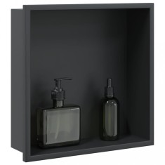 Gossi nisa de dus, negru mat, 32x32x9 cm, otel inoxidabil