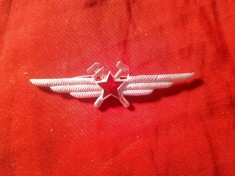 Insigna Militara URSS - Fortele Aeriene Militare Sovietice cca.1966 - Inginer in Aviatie, metal si email , L=6,8cm