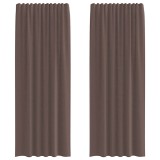 Cumpara ieftin Perdele Voile cu buzunare pentru bare 2 buc Maro
