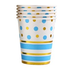 Set 10 Pahare, 7.5 x 8.5 x 5.2 cm Albastru/Auriu