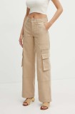 MAX&amp;Co. pantaloni femei, culoarea bej, drept, high waist, 2426136021200