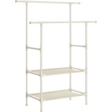 SONGMICS Raft de haine cu bara dubla pentru umerase, 2 polite, incarcare 70 kg, 114x45x171cm, alb Household NewTrend