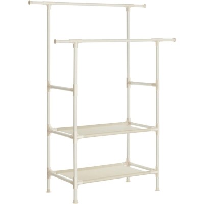 SONGMICS Raft de haine cu bara dubla pentru umerase, 2 polite, incarcare 70 kg, 114x45x171cm, alb Household NewTrend foto
