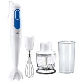 Mixer vertical Braun MQ3025WH Omlette, 700 W, 0.6 l, 2 viteze, Alb/Albastru