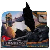 How To Train Your Dragon 2025 - Toothless Hug and Glide, Dragon de pluș interactiv 30 cm, Multicolor, 4 ani+