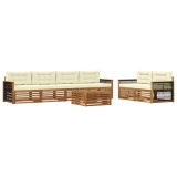 vidaXL Set de canapele de exterior cu pernă 7 pcs Natural și Crem 3383053