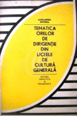 Tematica orelor de dirigentie din liceele de cultura generala foto