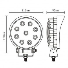 Proiector LED Auto Offroad 27W/12V-24V, 1980 Lumeni, Rotund, Flood Beam 30 Grade foto