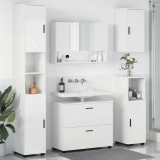 Cumpara ieftin Set de mobilier pentru baie cu sertar cu raft 5 pcs Alb lucios