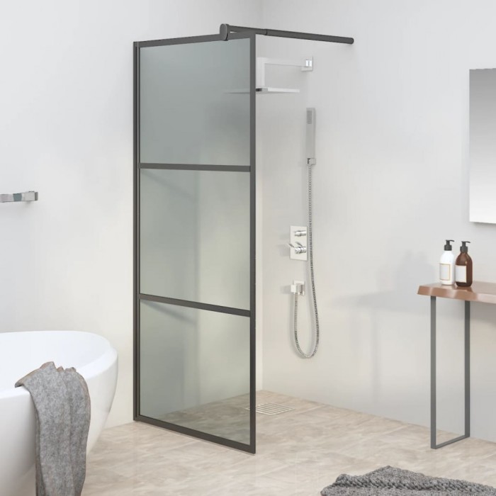vidaXL Paravan de duș walk-in 80x195 cm sticlă ESG &icirc;nchisă negru