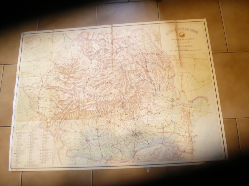 Harta Turistica Romania - ONT Carpati , RPR cca 1960 , 92x67cm | arhiva ...