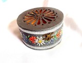 Cutie Lemn Decorativa Decoupage Rotunda Bijuterii Handmade 12cm